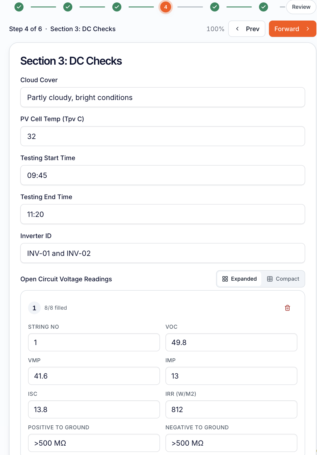 Digital site-maintenance form on mobile