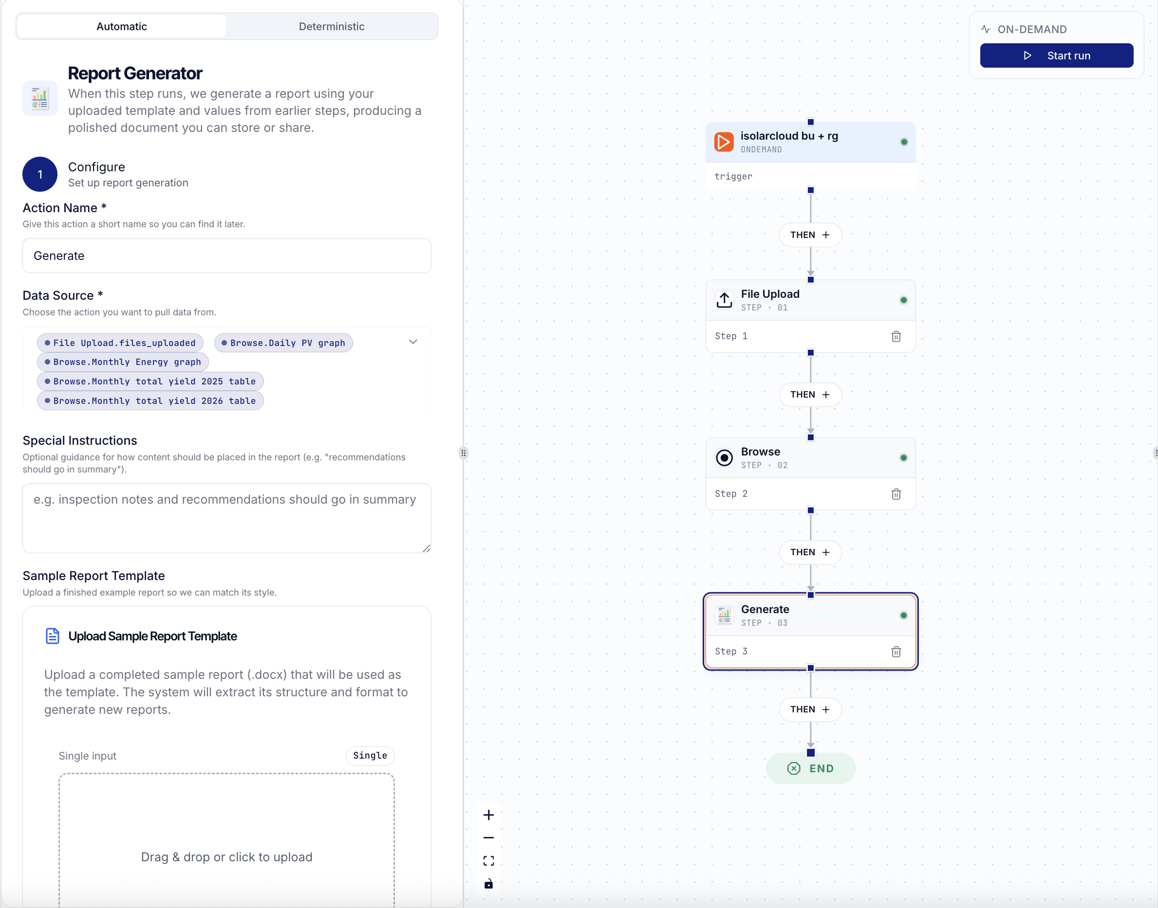 Report generation workflow in Fuze